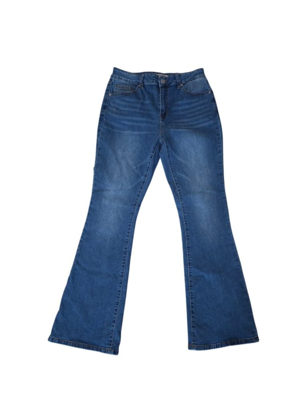 Denim Theory Womens Flared Jeans Stretch Cotton Blend Size 14 Medium Wash Blue